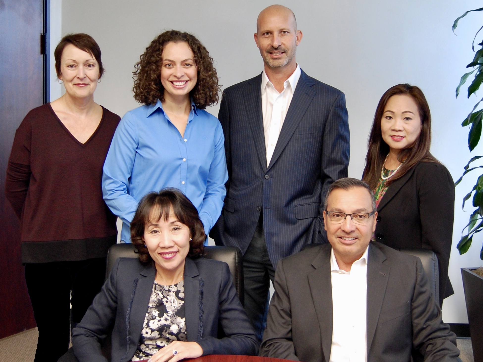 Left to right, bottom row: Katherine Le, CEO; Richard Marron, President; Karen O’Donovan, SVP Project Management Office; Jessica Maraboto, Director of Human Resources; Anthony Minero, SVP Finance & Analytics; Jennifer Vo, VP Corporate Finance/Controller